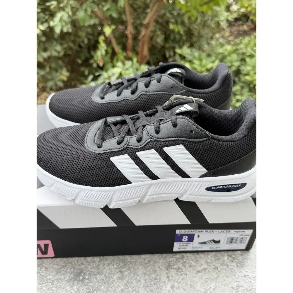 Adidas Arch Rise Cloudfoam Flex Laces Black Sneakers Women's 8 Wide Fit NWT